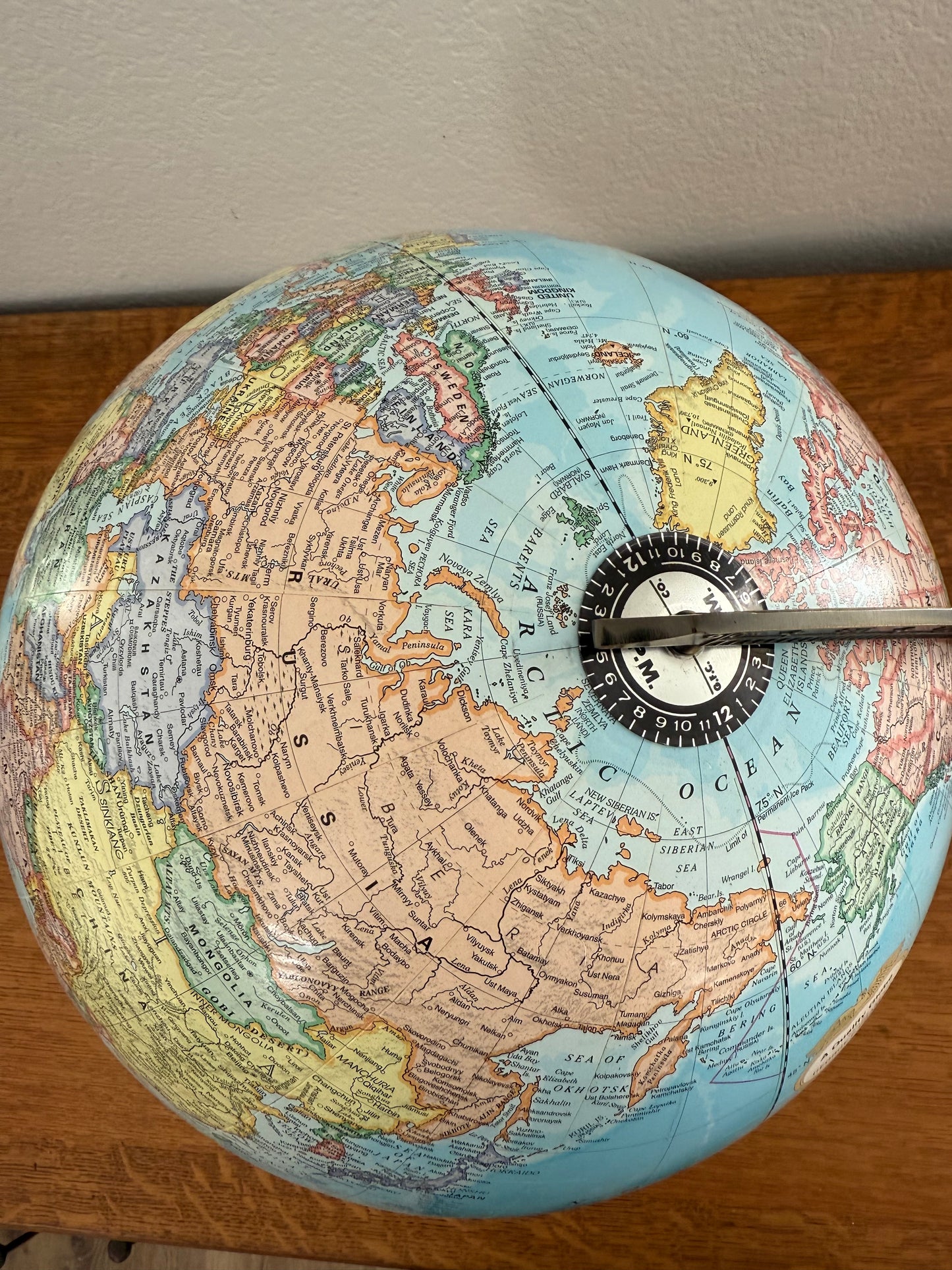 Globe on a wooden surface