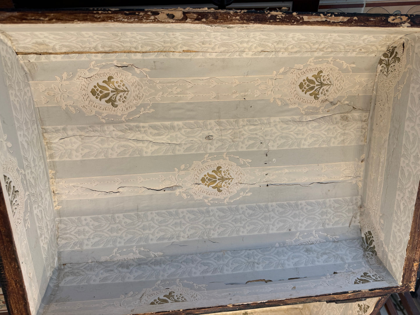 Rare Antique Hand Painted Wooden Domed Trunk from the early 1800s