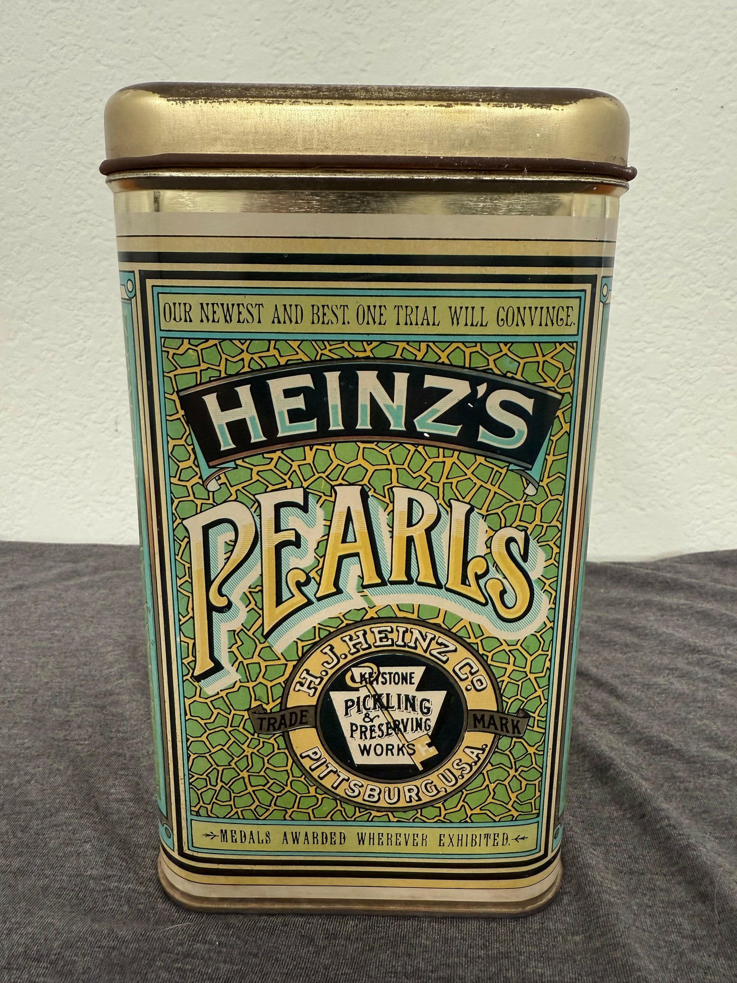 Heinz Pearls pickle jar on a white background