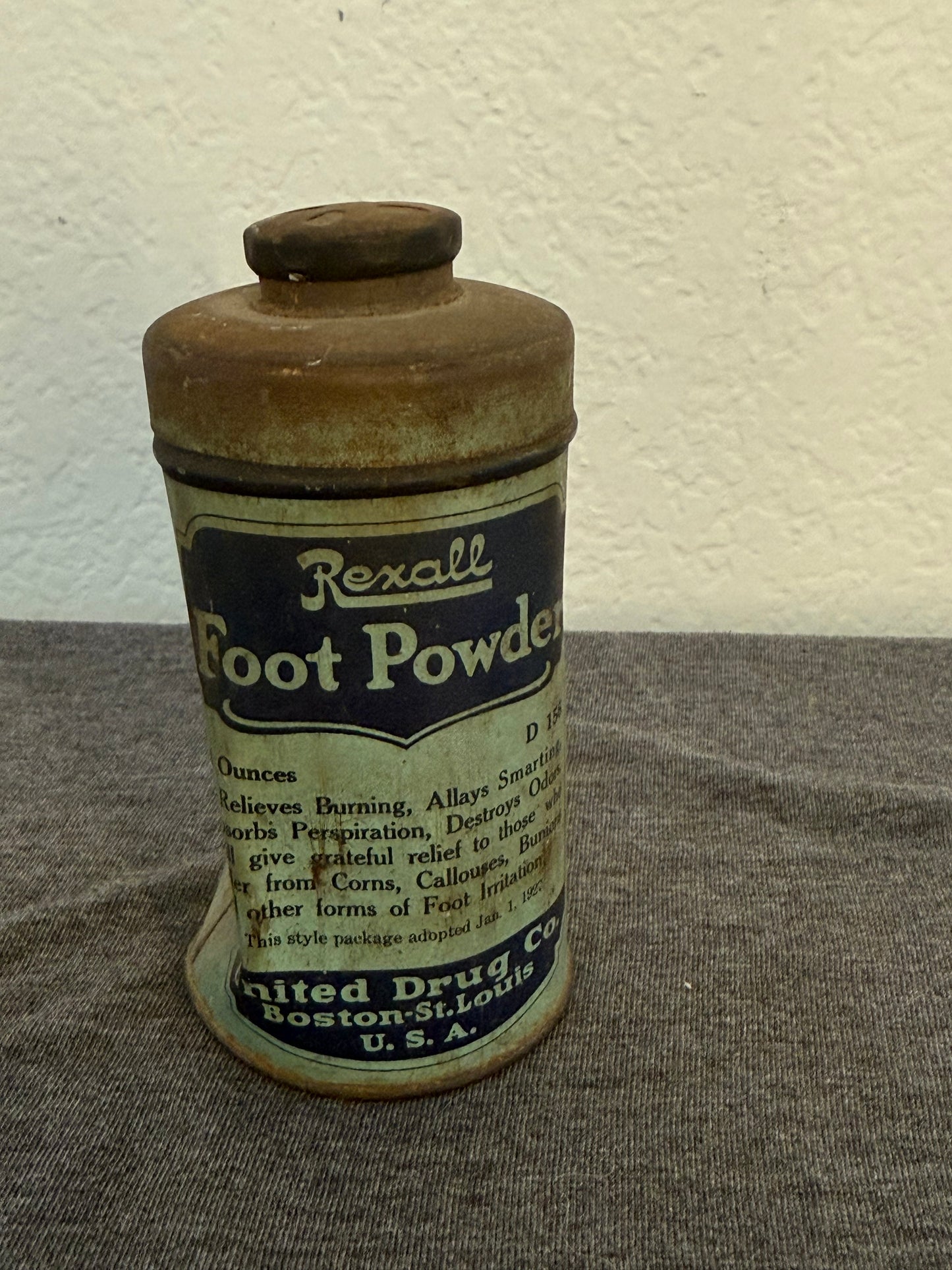 Vintage Rexall Foot Powder Tin