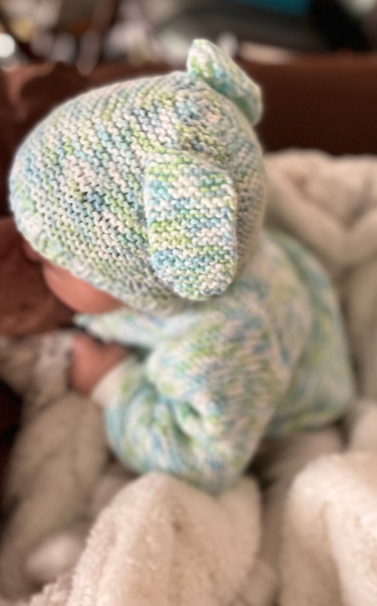 Custom Made Handmade Knitted Hat and Cardigan Set