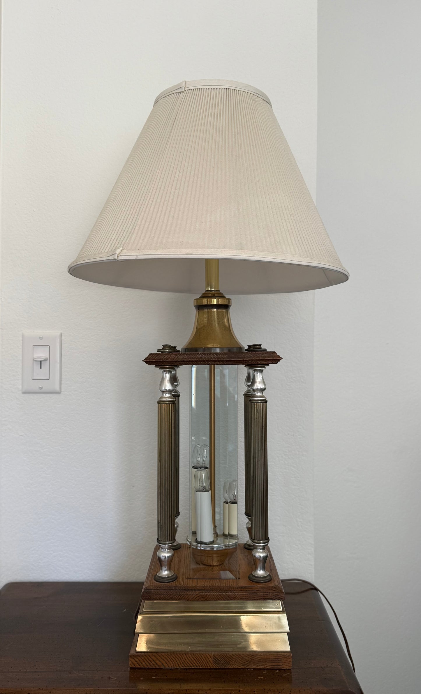 1970’s Wood and Glass Lamp Set