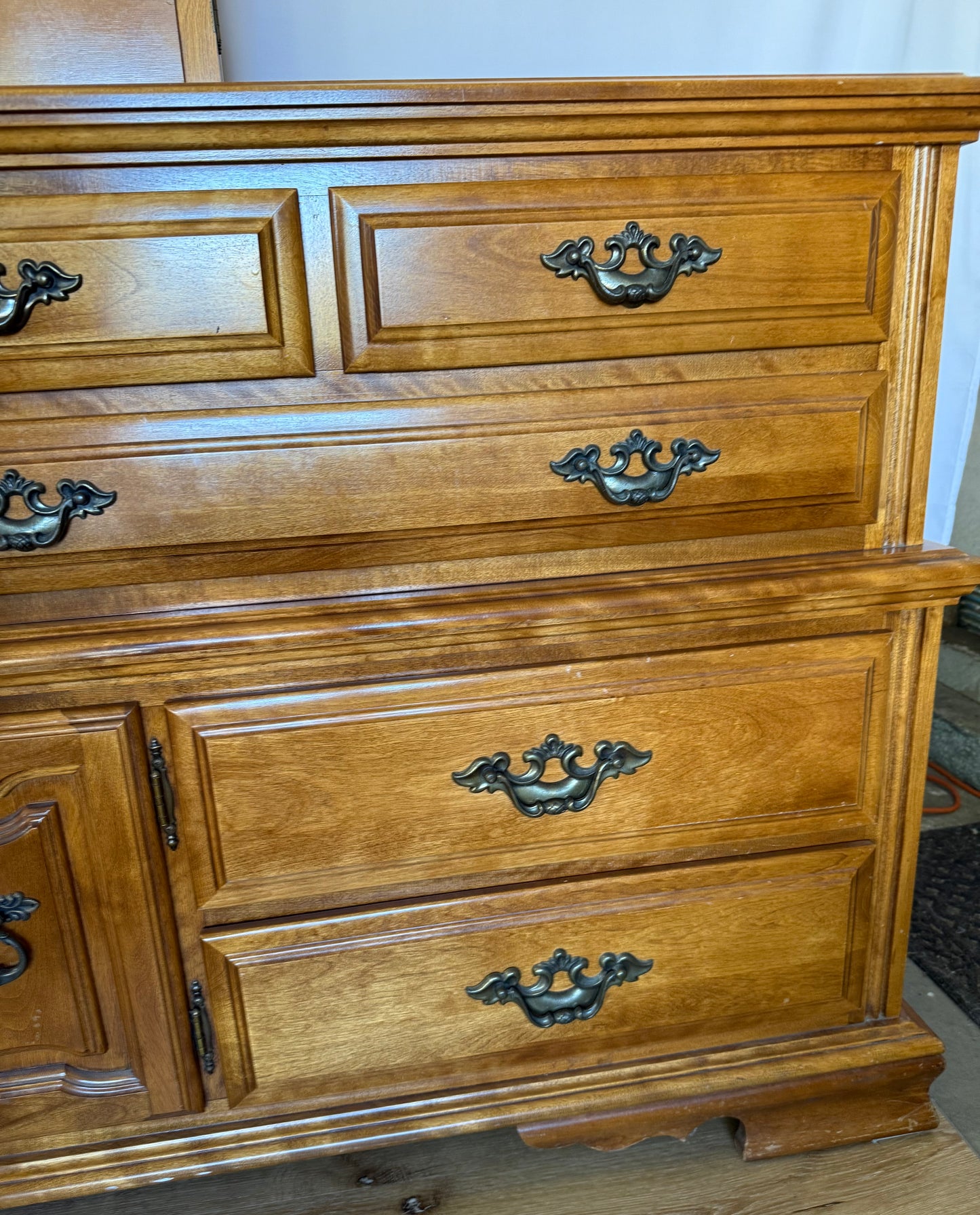 Maple Dresser With Matching Triptych Mirror