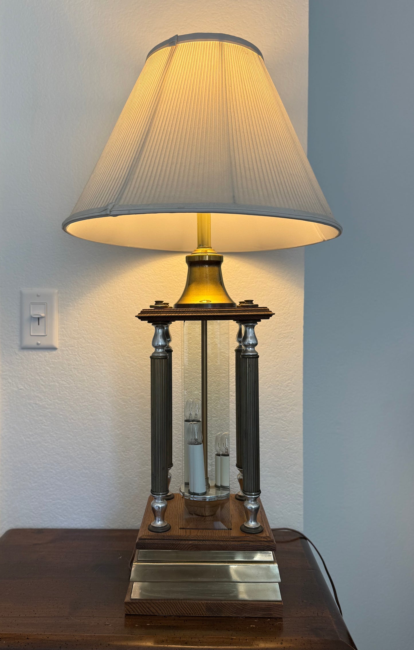 1970’s Wood and Glass Lamp Set