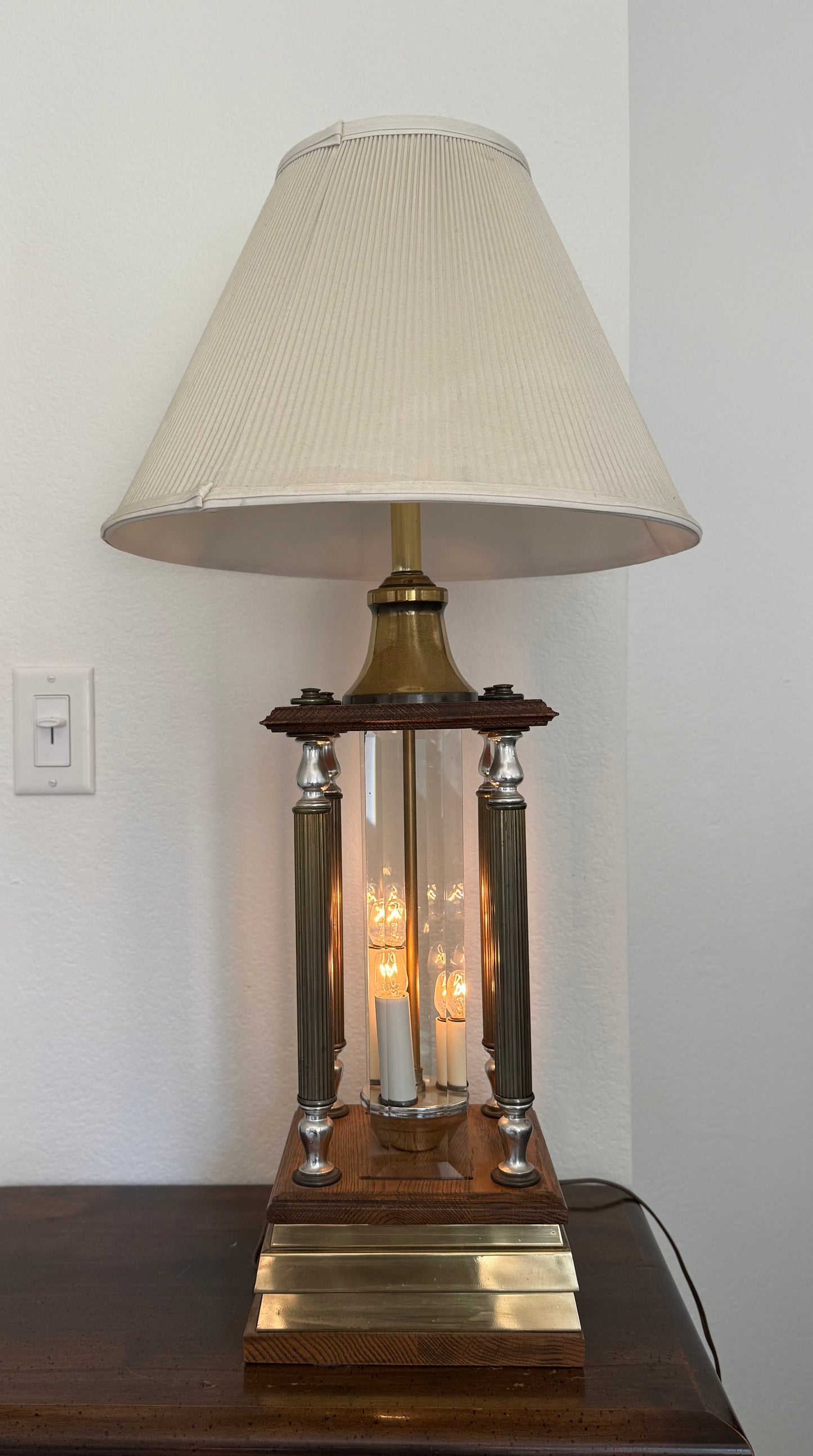 1970’s Wood and Glass Lamp Set