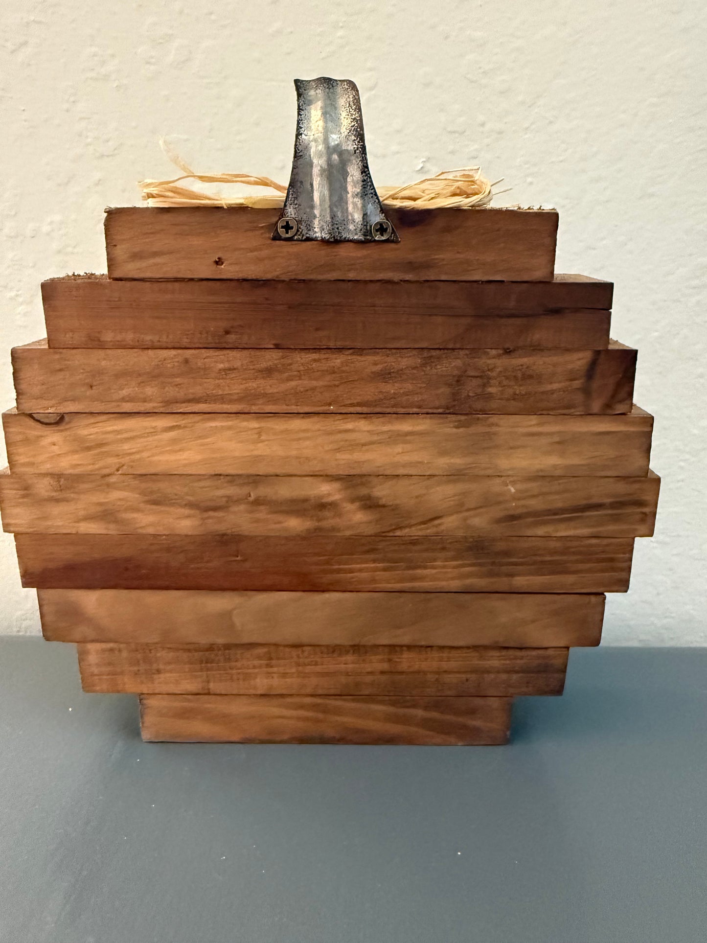 Rustic Farmhouse Wood Pumpkin Shaped "Autumn Leaves & Pumpkin Please"