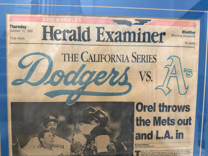 Framed Newspaper Celebrating the Dodgers 1988 National League Championship Series Win Over the Mets