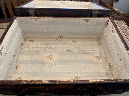 Rare Antique Hand Painted Wooden Domed Trunk from the early 1800s