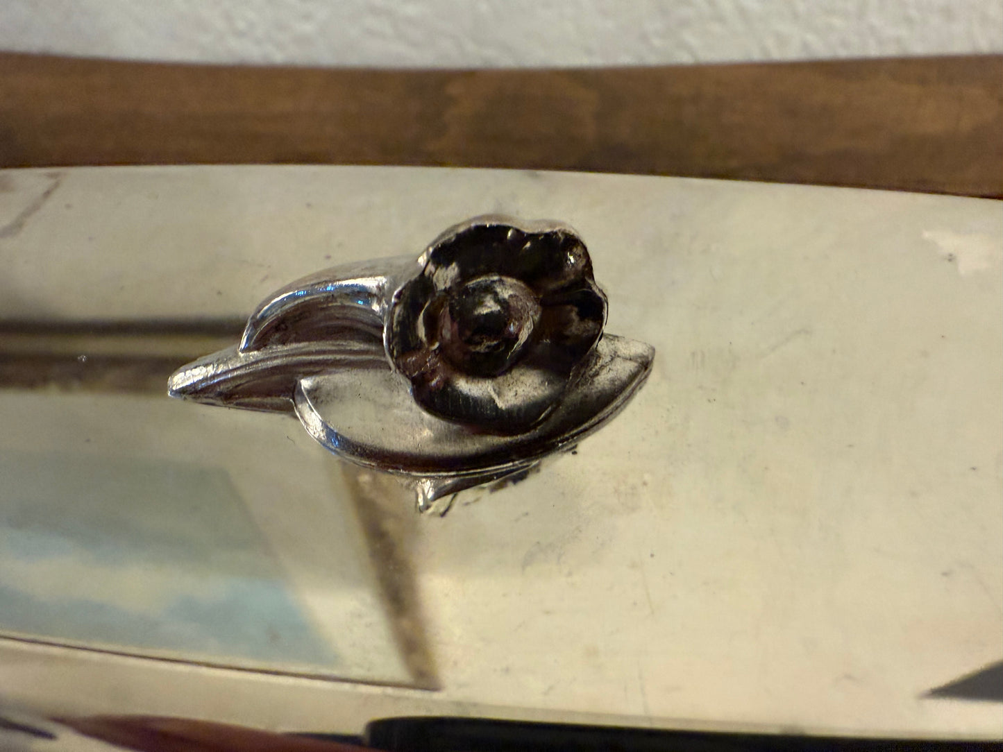 Vintage Oneida Butter Dish with a Floral Handle and Glass Dish Insert