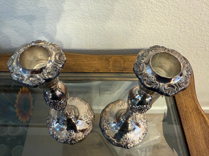 Vintage Pair of Wallace Silversmith's "Banoque" Candlesticks