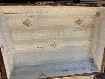 Rare Antique Hand Painted Wooden Domed Trunk from the early 1800s