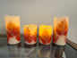 Set of 4 Flameless LED Pillar Candles with Maple Leaf Decoration