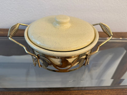 Speckled Yellow Bauer Monterey Moderne Casserole Dish with Stand