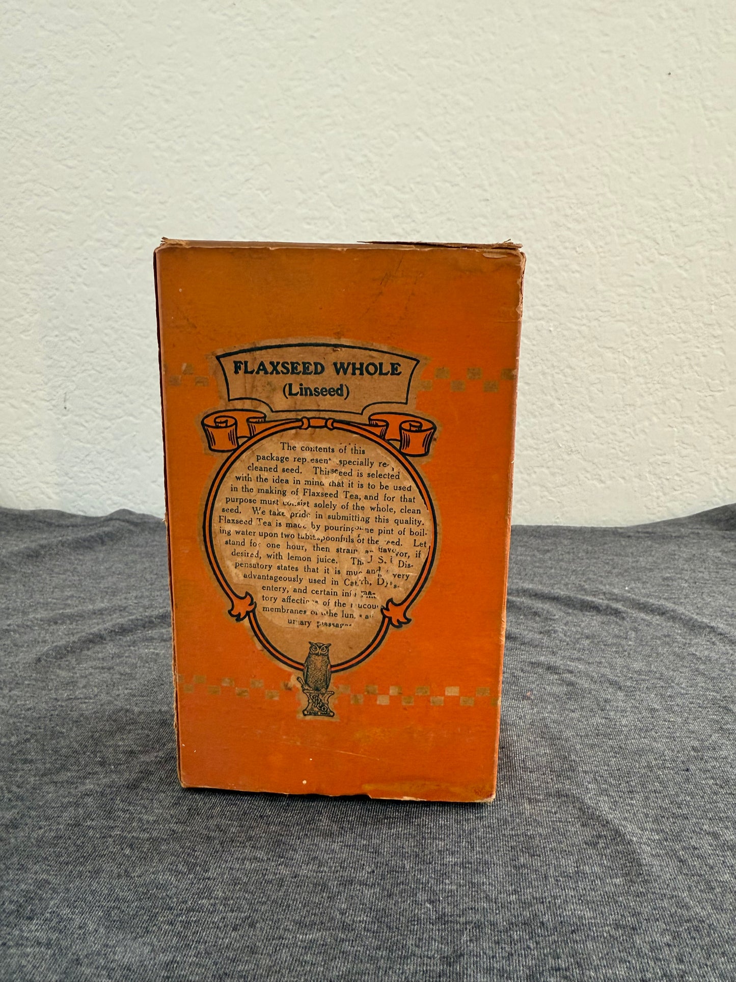 Vintage Flaxseed Container from The Owl Drug Company