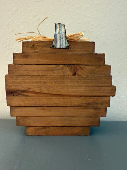 Rustic Farmhouse Style Wooden Pumpkin Shaped "I Love Fall Most of All"