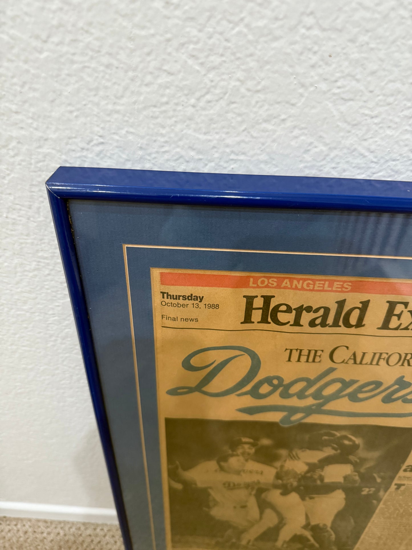Framed Newspaper Celebrating the Dodgers 1988 National League Championship Series Win Over the Mets