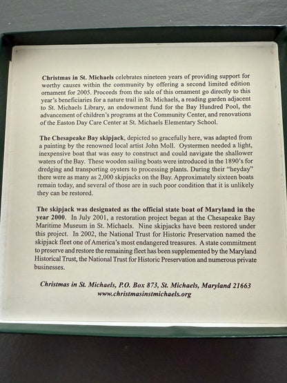 2005 Limited Edition "Christmas in St. Michaels" Sailboat Ornament