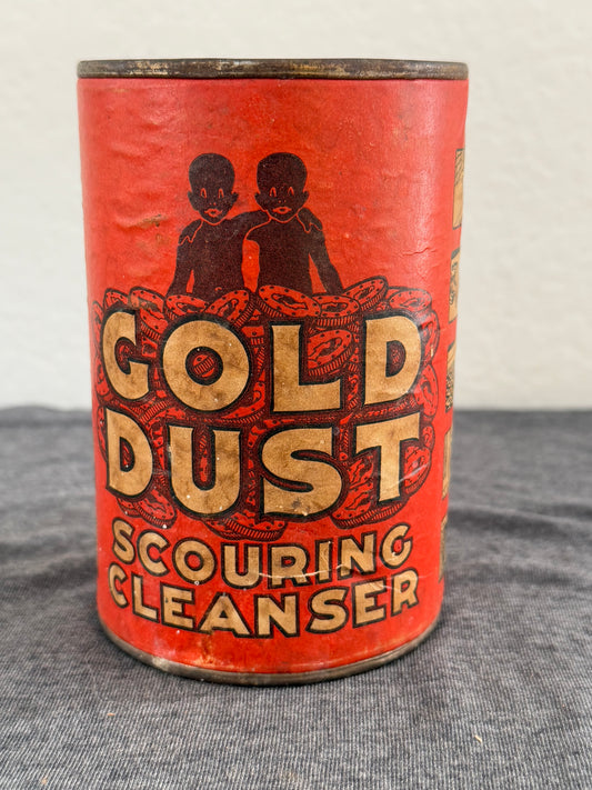 Vintage Gold Dust Scouring Cleanser can on a gray surface