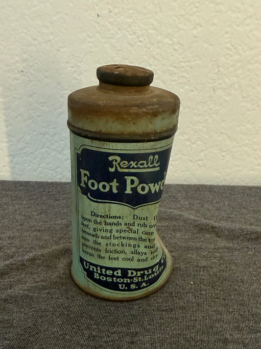 Vintage Rexall Foot Powder Tin