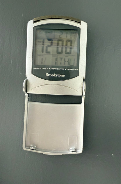 Brookstone Digital Travel Alarm Clock with a Flip-Up Cover