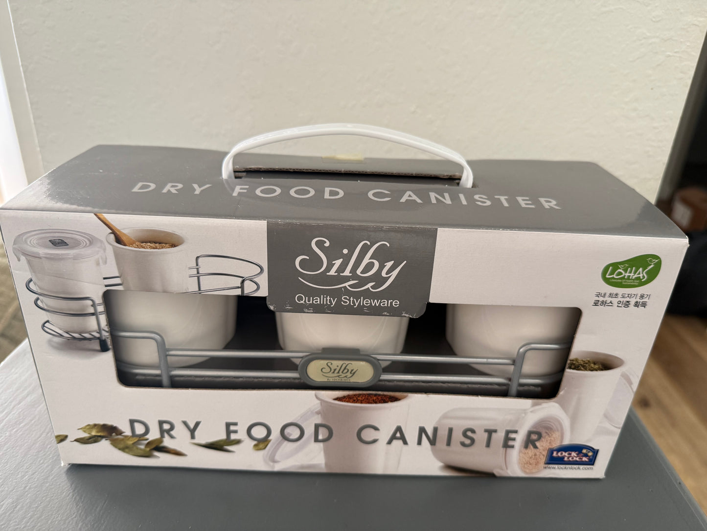 Silby 3 Piece Dry Food Canister Set with Holder Brand New in Box