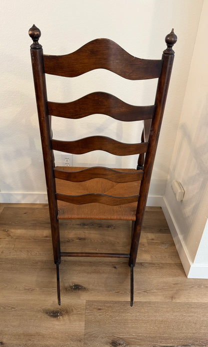 Antique 1800s Ladderback Rocking Chair with a Rush Seat