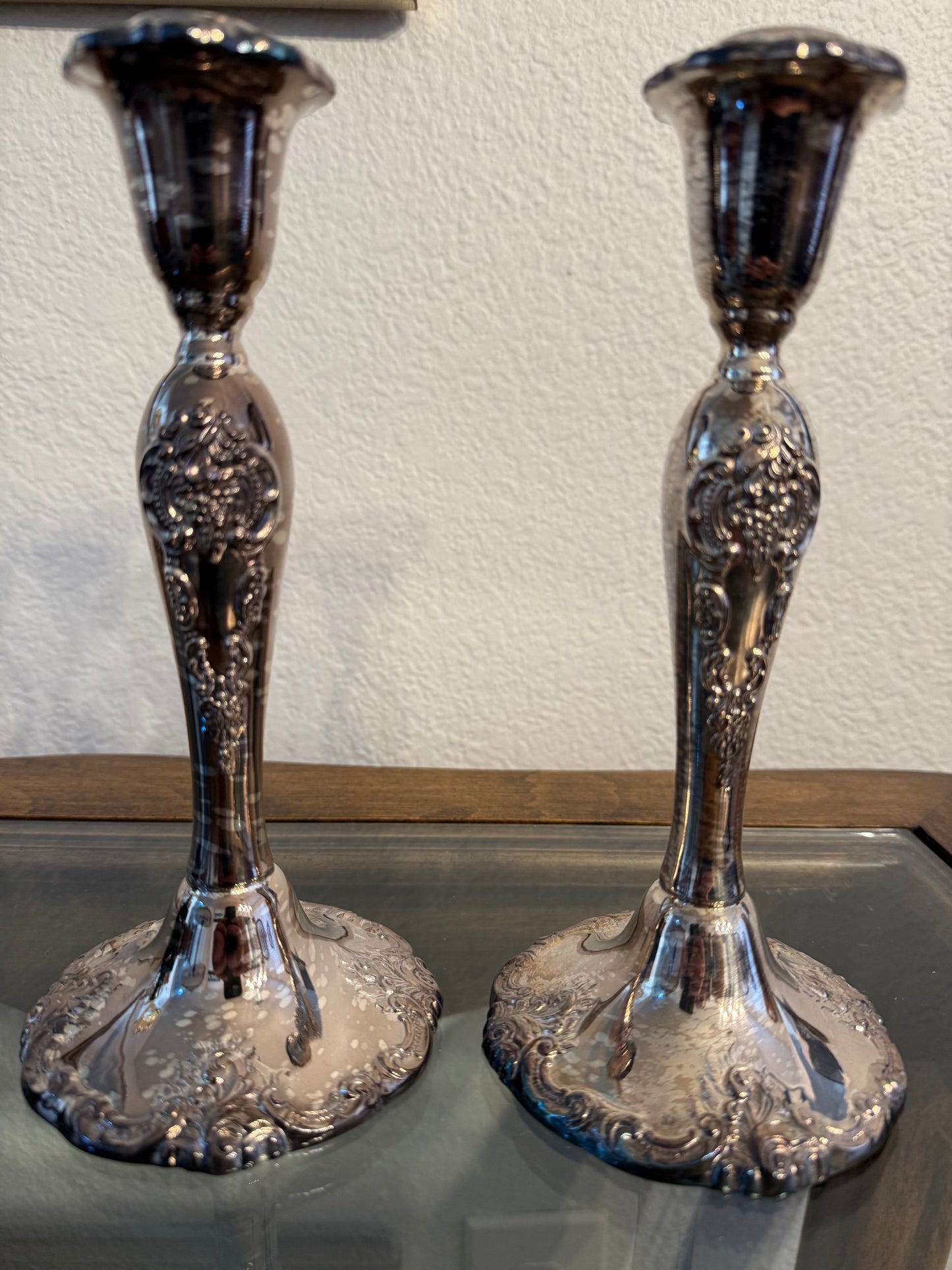 Vintage Pair of Wallace Silversmith's "Banoque" Candlesticks