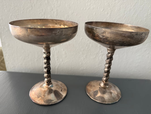 Vintage Pair of F. B. Rogers Chalices Manufactured in Italy
