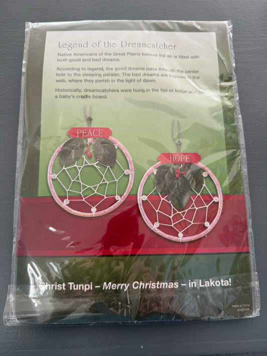 Lakota Tribe Christmas "Peace" & "Hope" Dreamcatcher Set