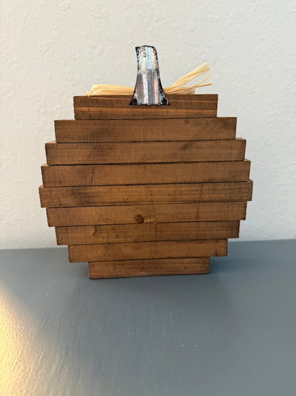 Rustic Farmhouse Style Wooden Pumpkin Shaped "Give Thanks" Sign