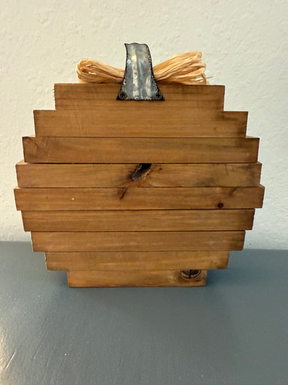 Rustic Farmhouse Style Wooden Pumpkin Shaped "Fall in Love" Sign