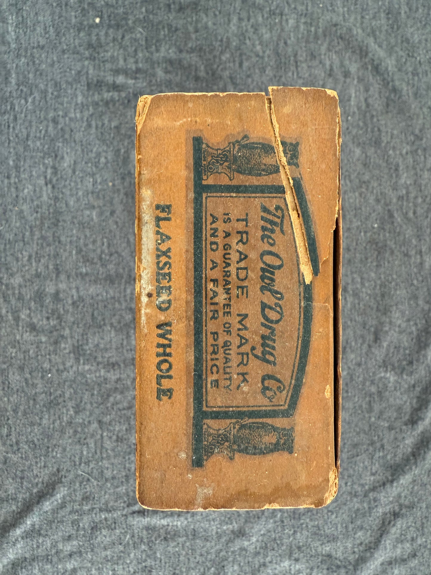 Vintage Flaxseed Container from The Owl Drug Company