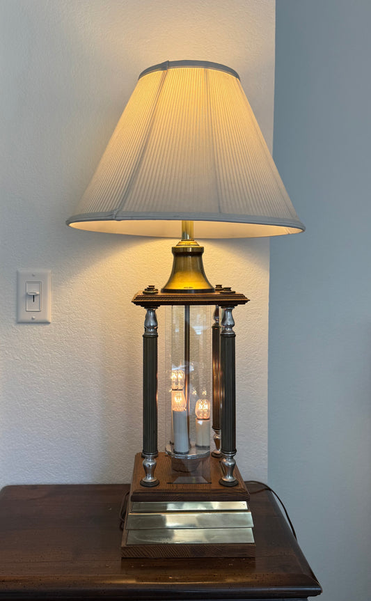 1970’s Wood and Glass Lamp Set