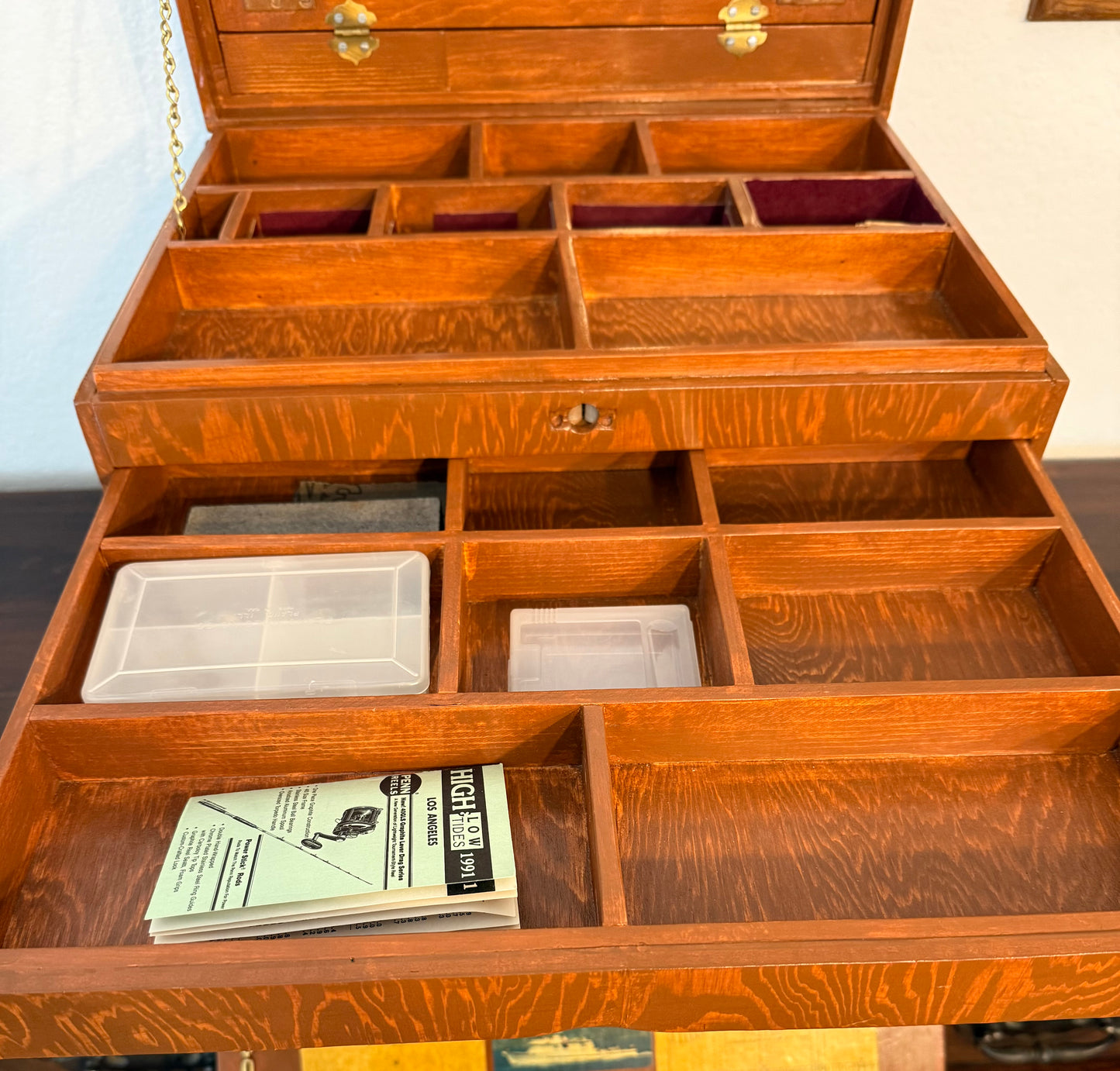 Handmade Wooden Tackle Box from 1990