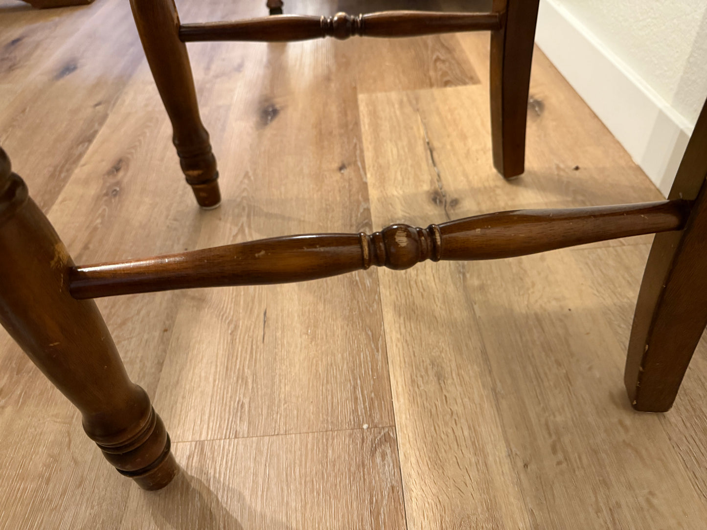 Wooden chair legs on a wooden floor