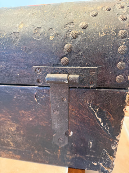 Rare Antique Hand Painted Wooden Domed Trunk from the early 1800s