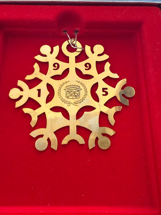 1995 Brass Cadillac Snowflake Christmas Ornament in Original Box