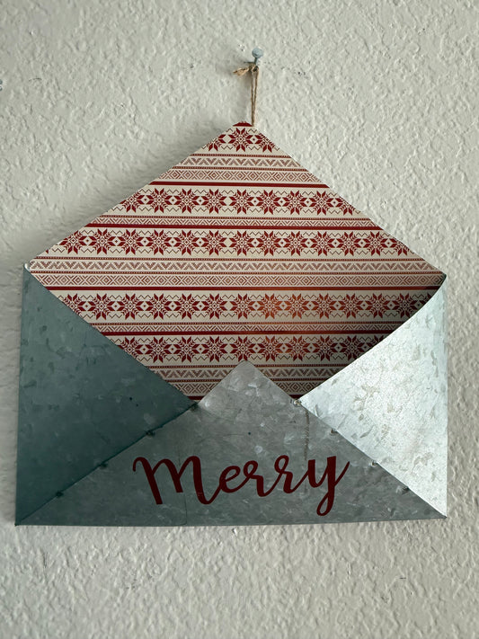 Metal Envelope Shaped Christmas Card Holder