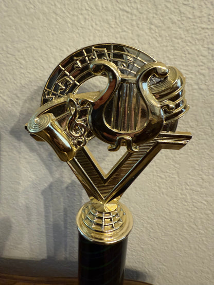 Gold-Tone Music Award Trophy with Lyre Motif
