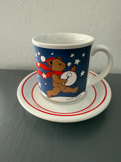 Vintage Audrey Christie Illustrated Teddy Bear Mug with Saucer
