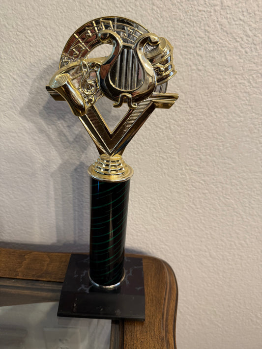 Gold-Tone Music Award Trophy with Lyre Motif