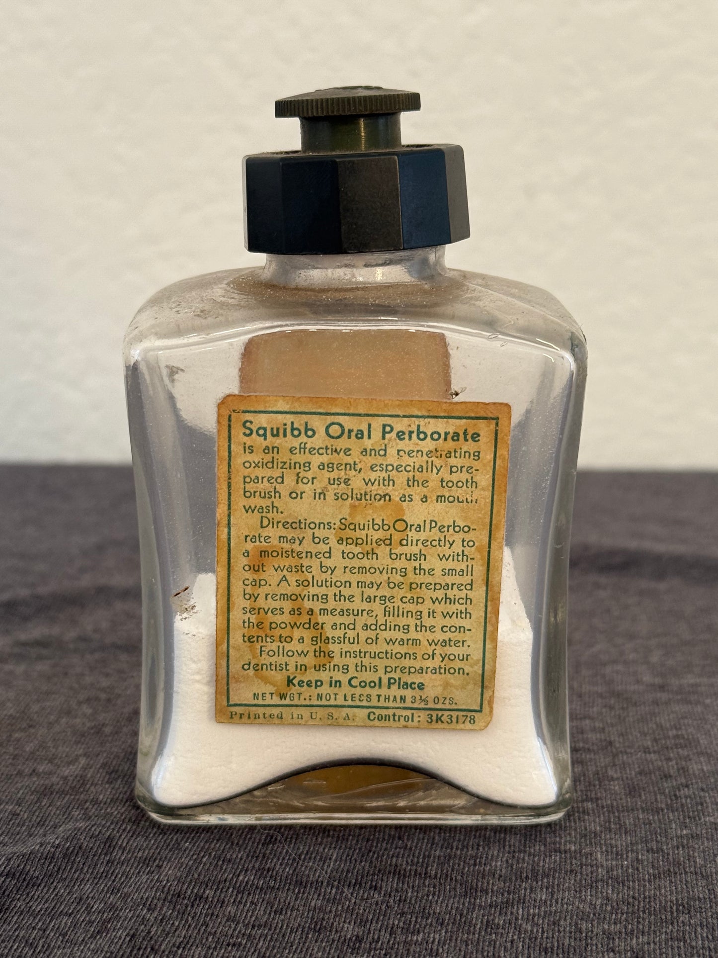 Vintage Squibb Oral Perborate Bottle