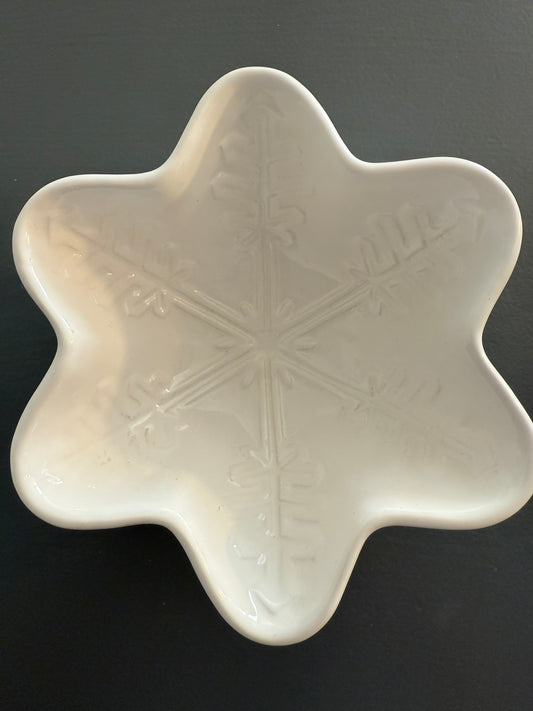 Ceramic Snowflake-Shaped Decorative Dish by Boston Warehouse
