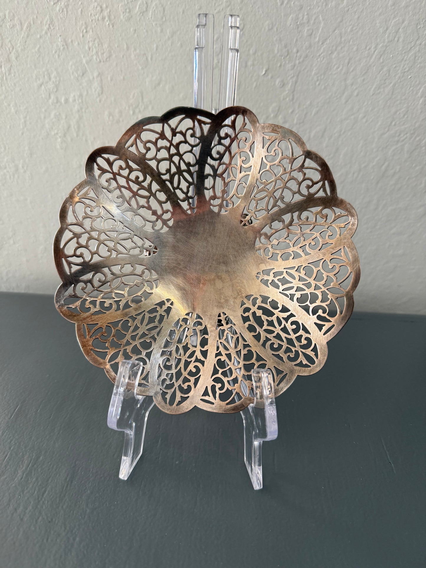 Vintage International Silver Company Lovelace Filigree Trinket Bowl