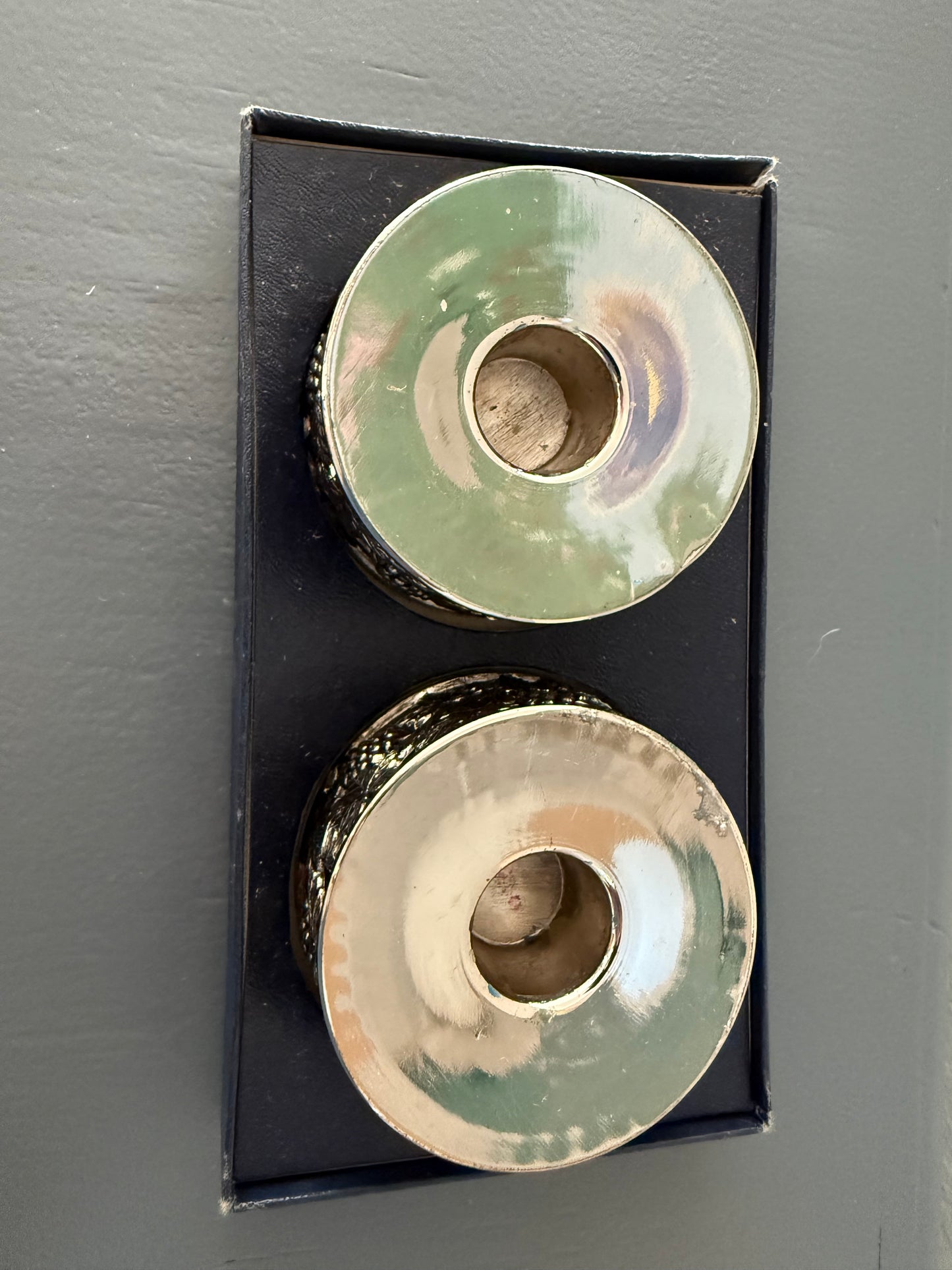 Pair of F. B. Rogers Silver-Plated Candle Holders in Original Box