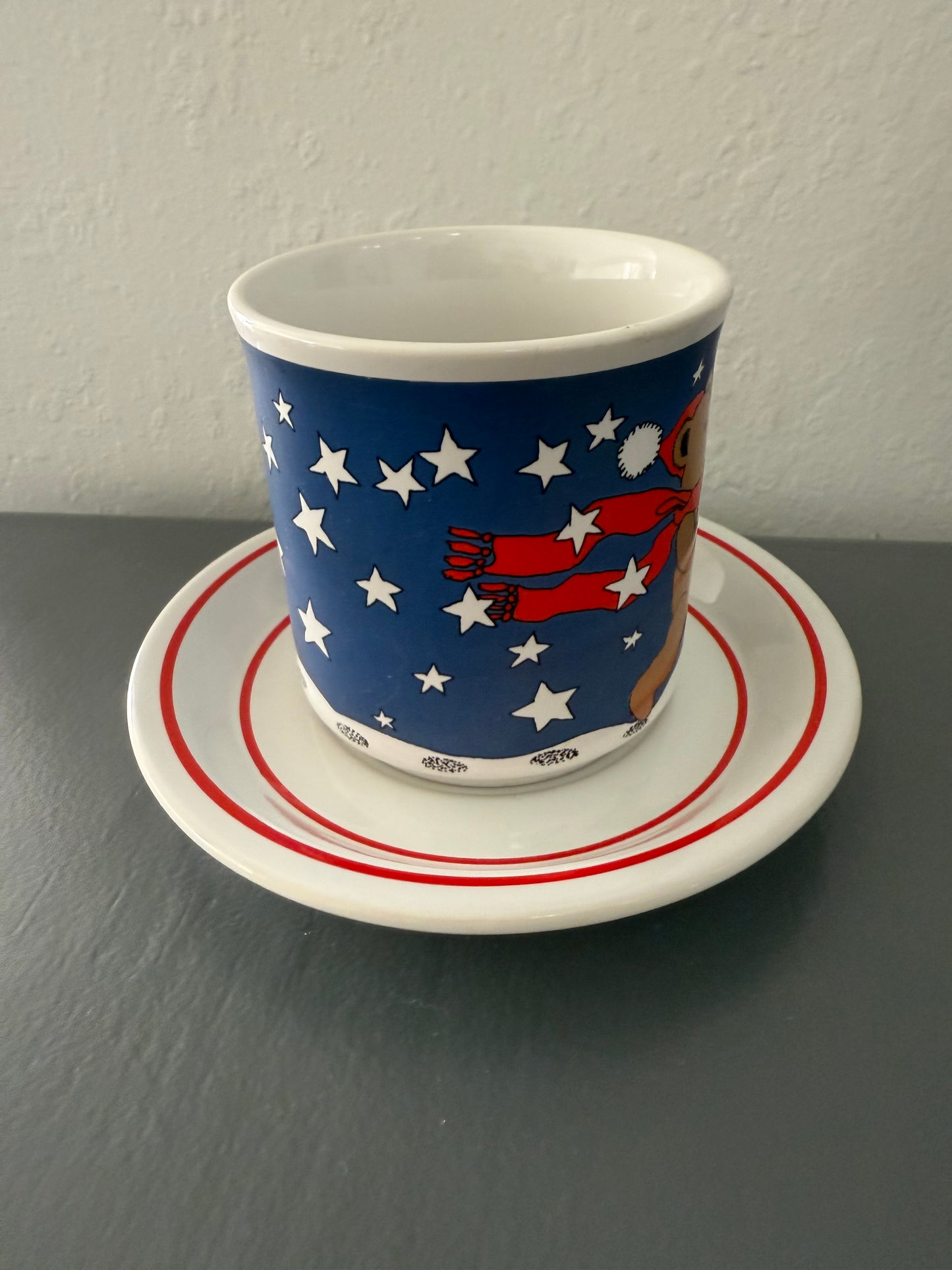 Vintage Audrey Christie Illustrated Teddy Bear Mug with Saucer