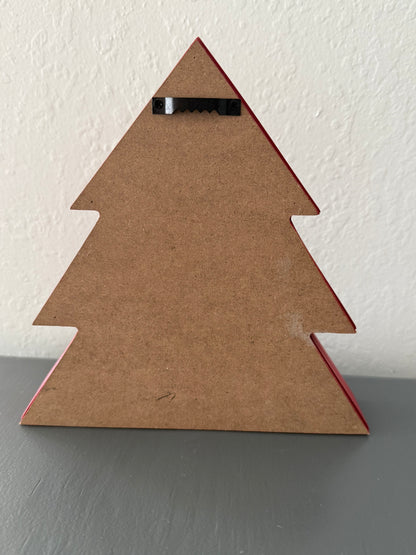 Red Christmas Tree Shaped Decoration Sign with Bells