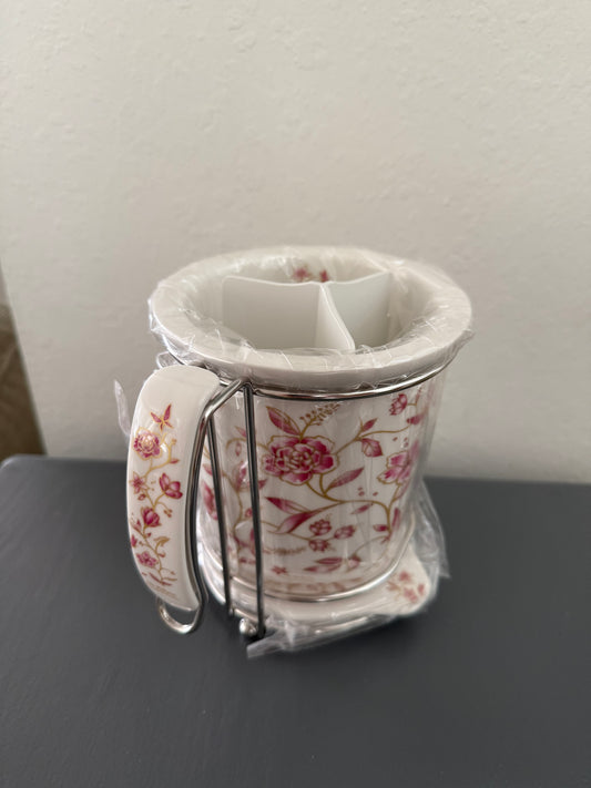 Silby Floral Pattern Flatware Holder Brand New in the Box