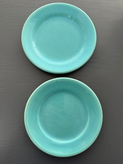 Pair of Vintage Bauer Pottery of Los Angeles Turquoise 6-Inch Plates