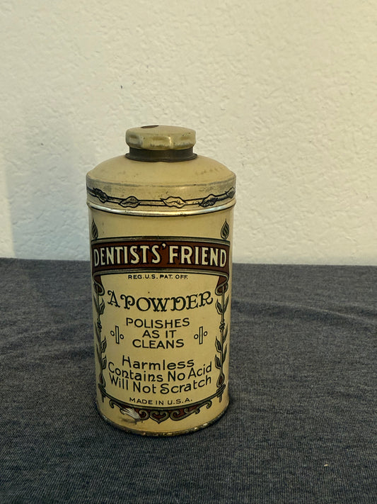 Vintage Dentist's Friend Tooth Powder Tin
